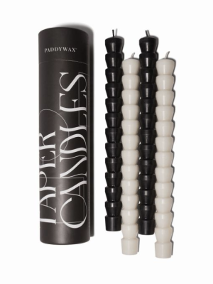 Set of 4 Taper Candles 24.3cm, Black & White